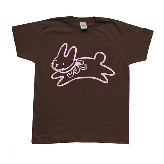 Bow bunny pink on brown Tee