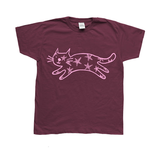 Starry cat Burgundy tee