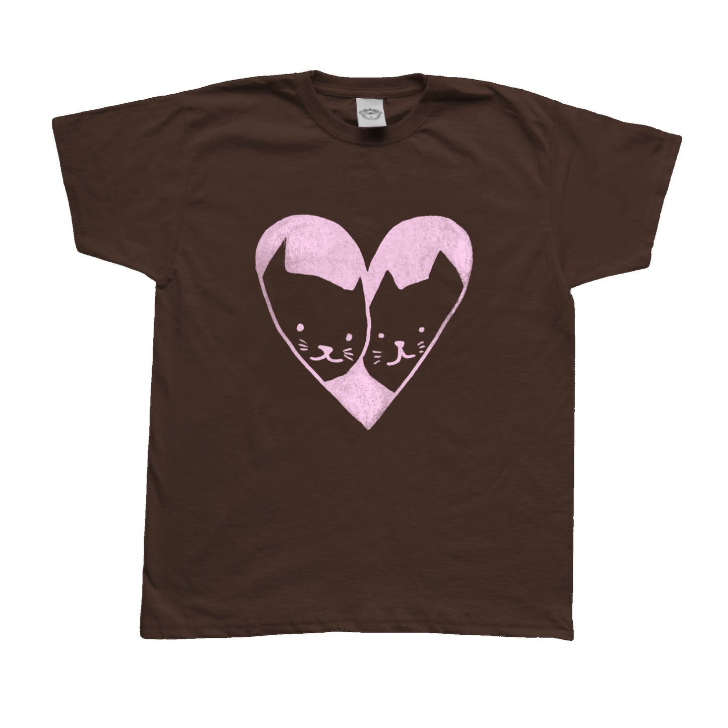 2 cats in love brown tee