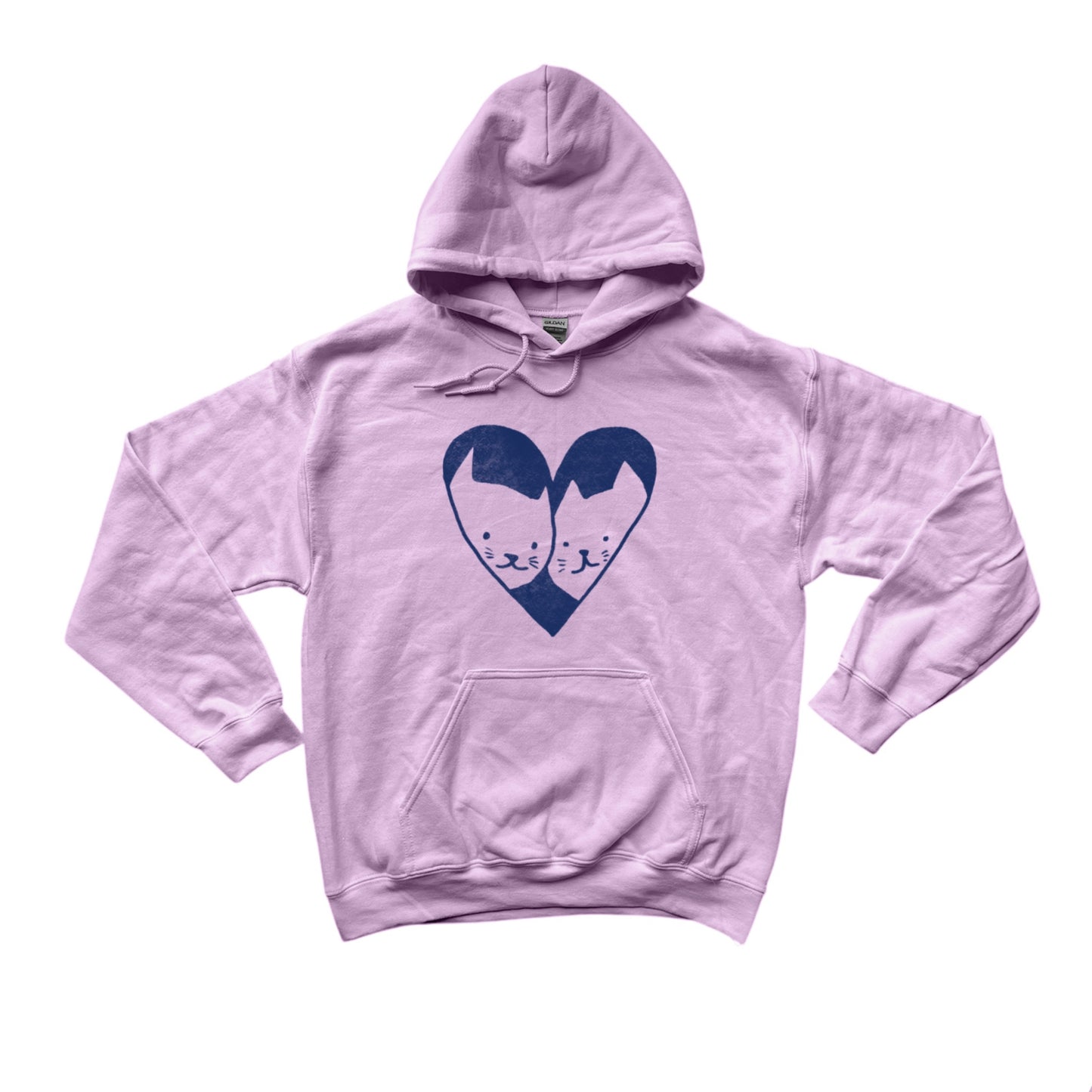 2 cats in love pink hoodie