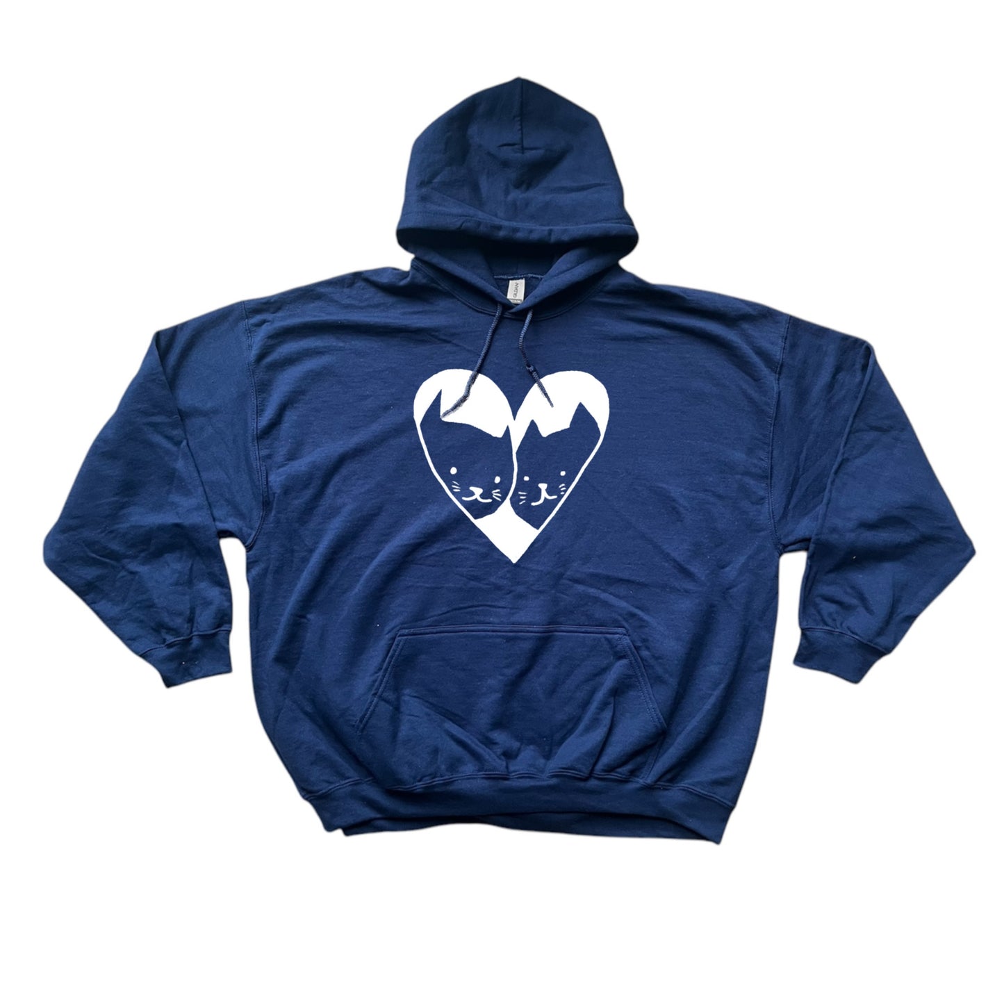 2 cats in love navy hoodie