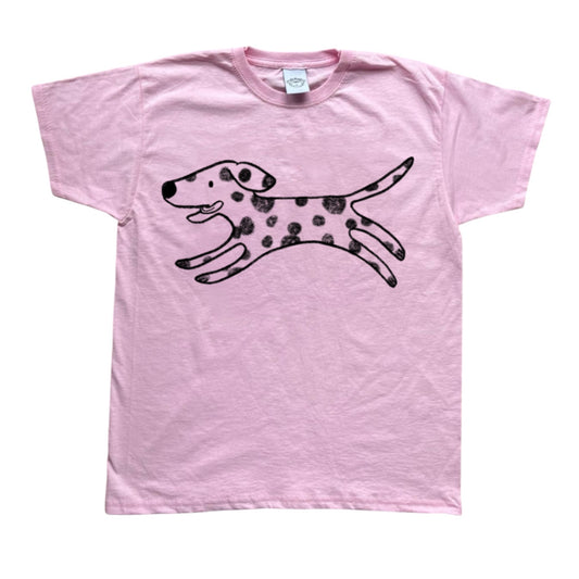 Polka dot dalmatian black on pink Tee