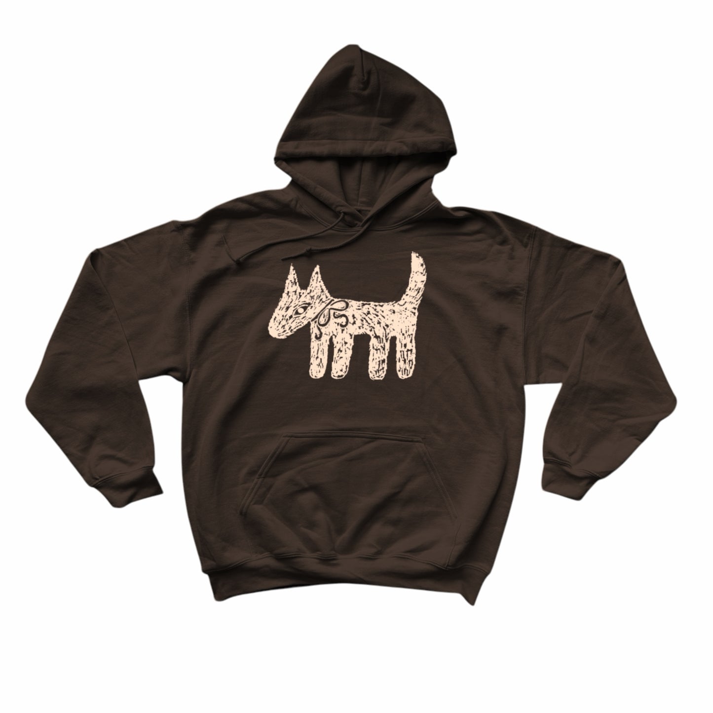 Scruffy dog brown hoodie