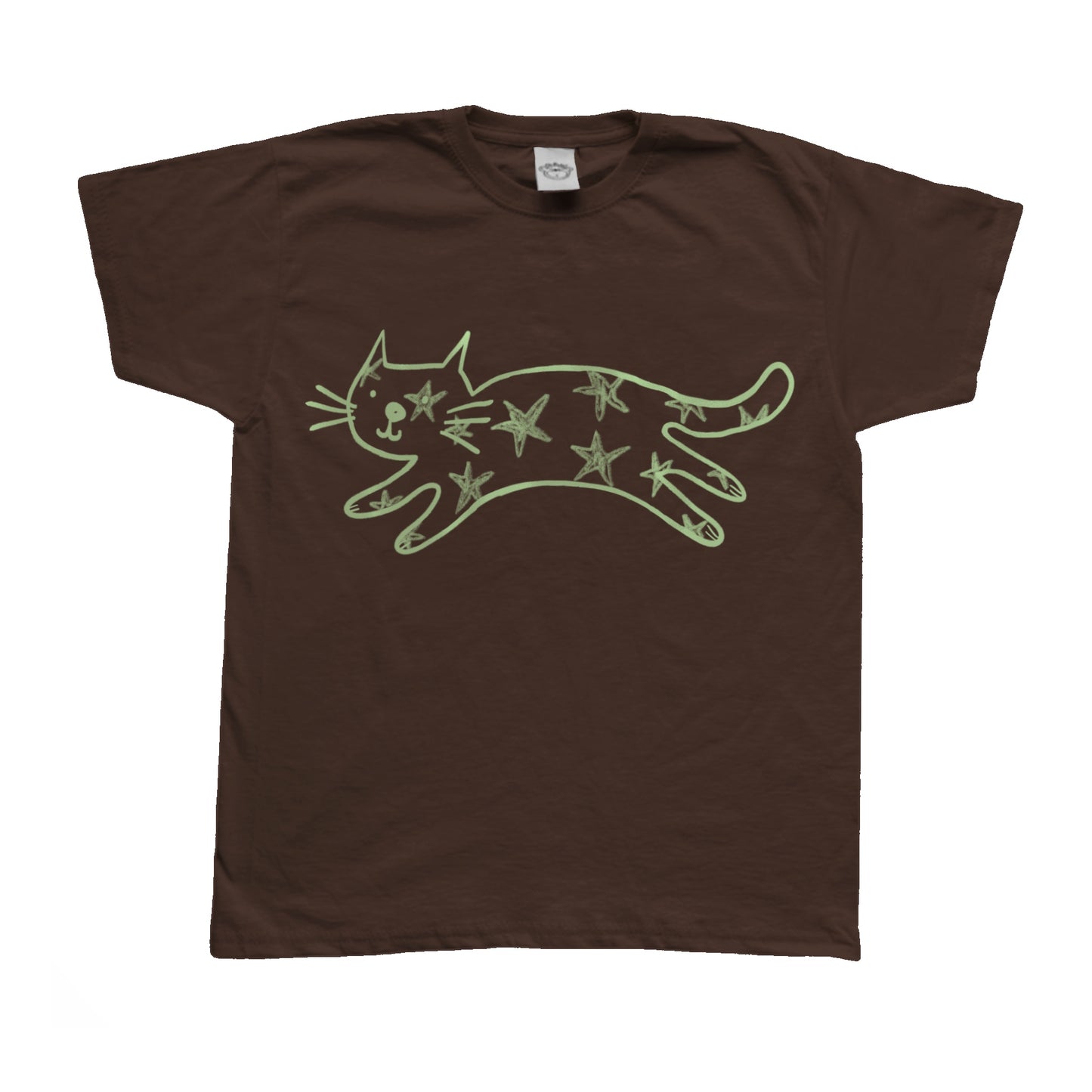 Starry cat brown tee
