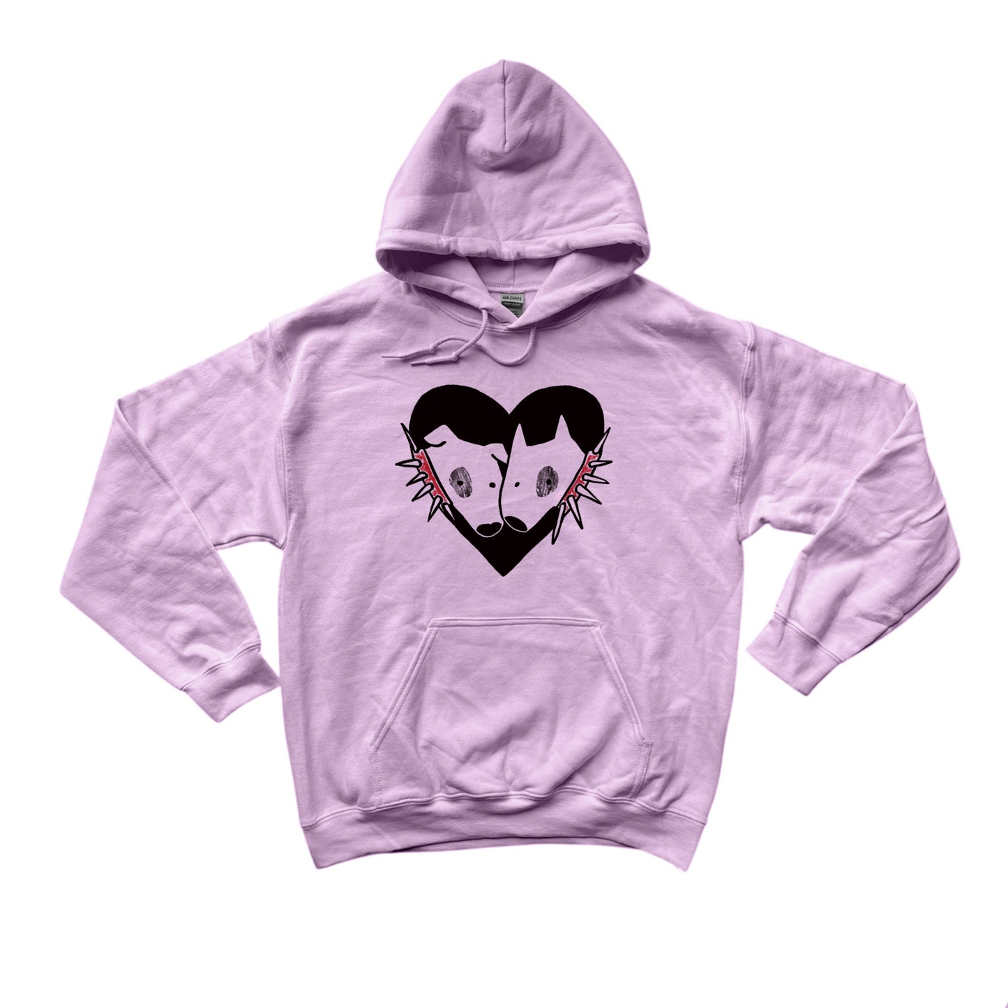 2 spiky collar dogs in love pink hoodie