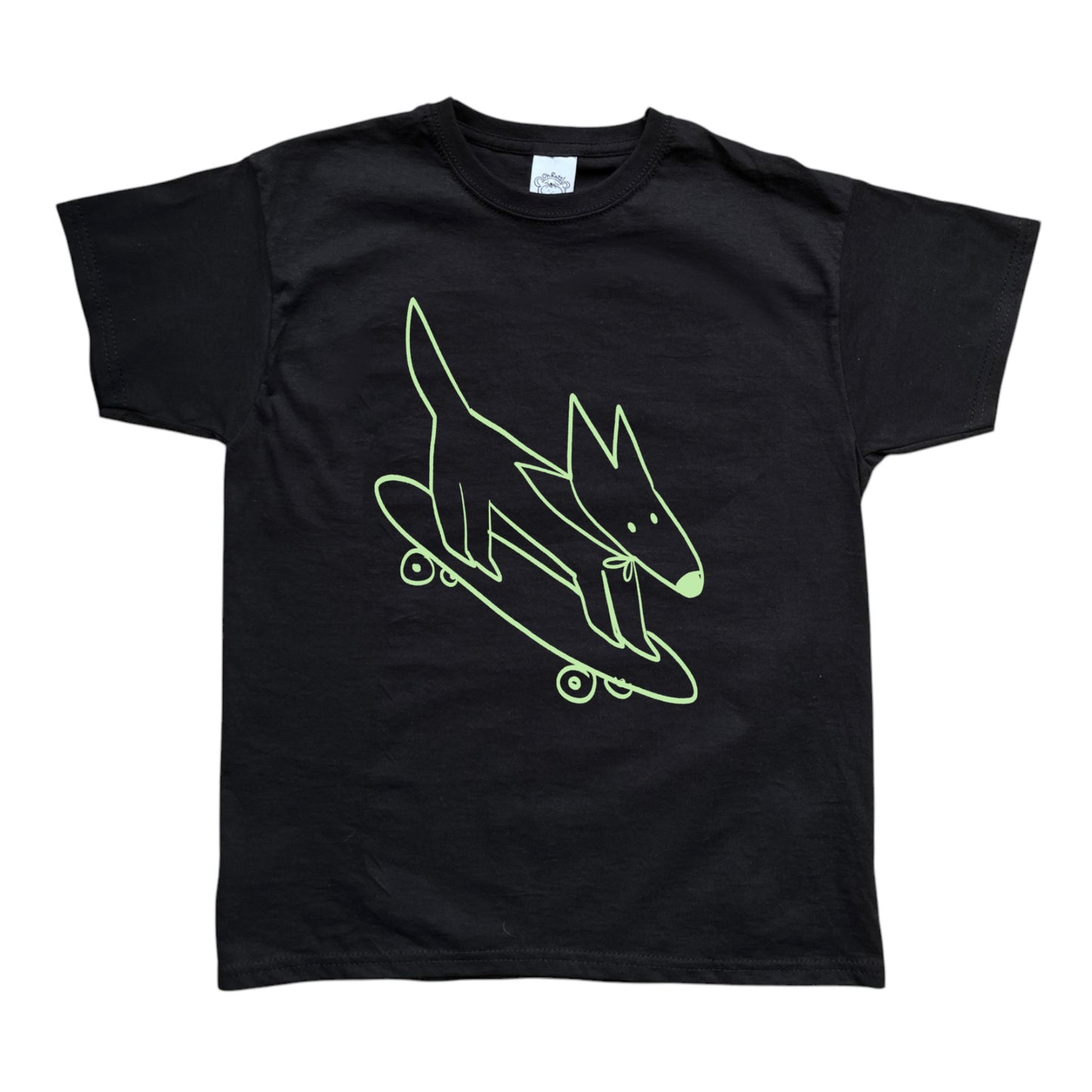 Skater dog light green print Tee
