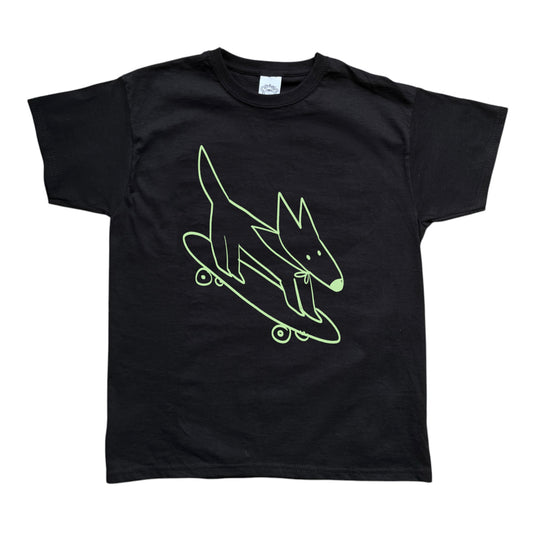 Skater dog light green print Tee