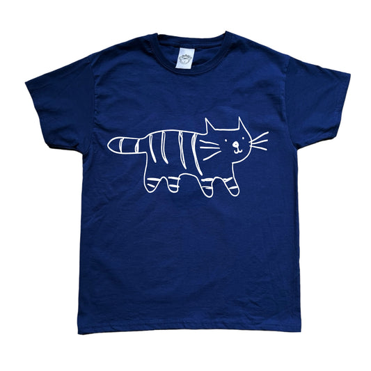 Tiger white on navy Tee