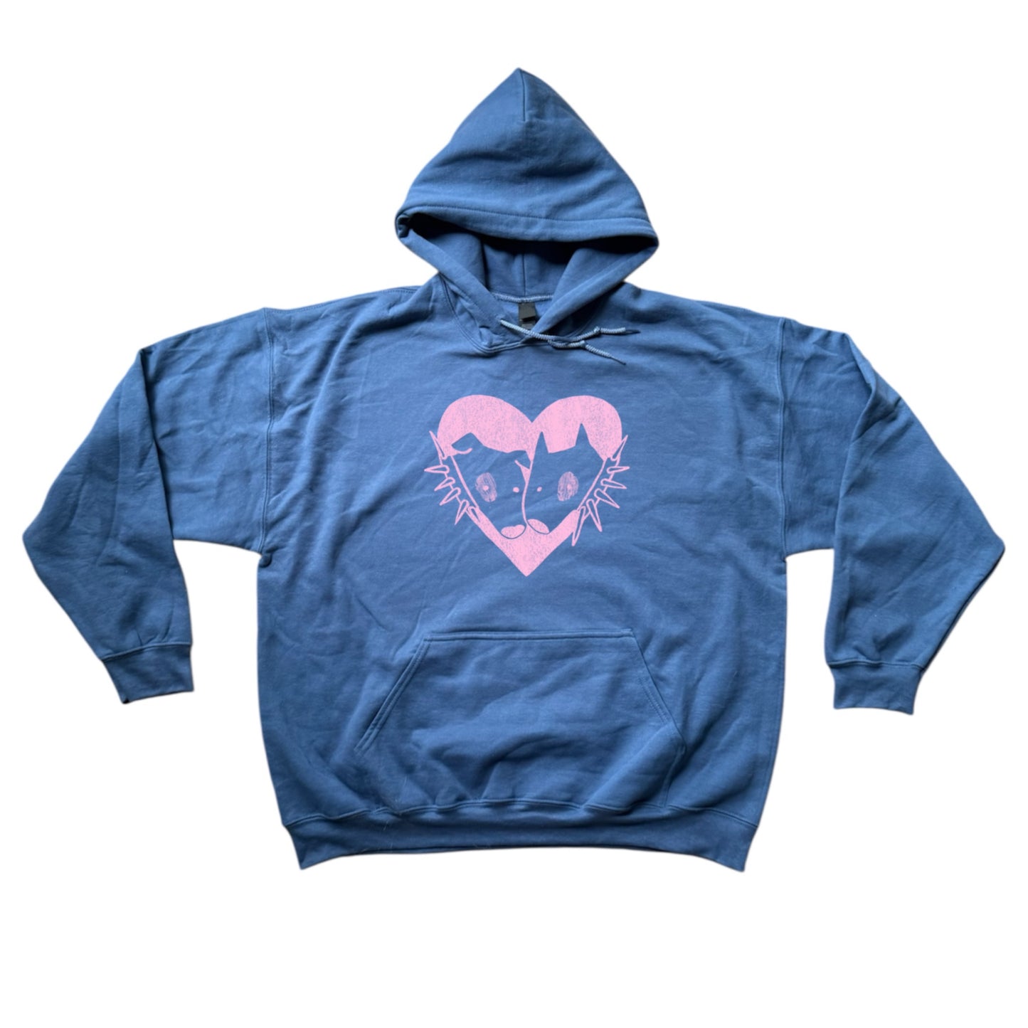 2 spiky collar dogs in love indigo hoodie