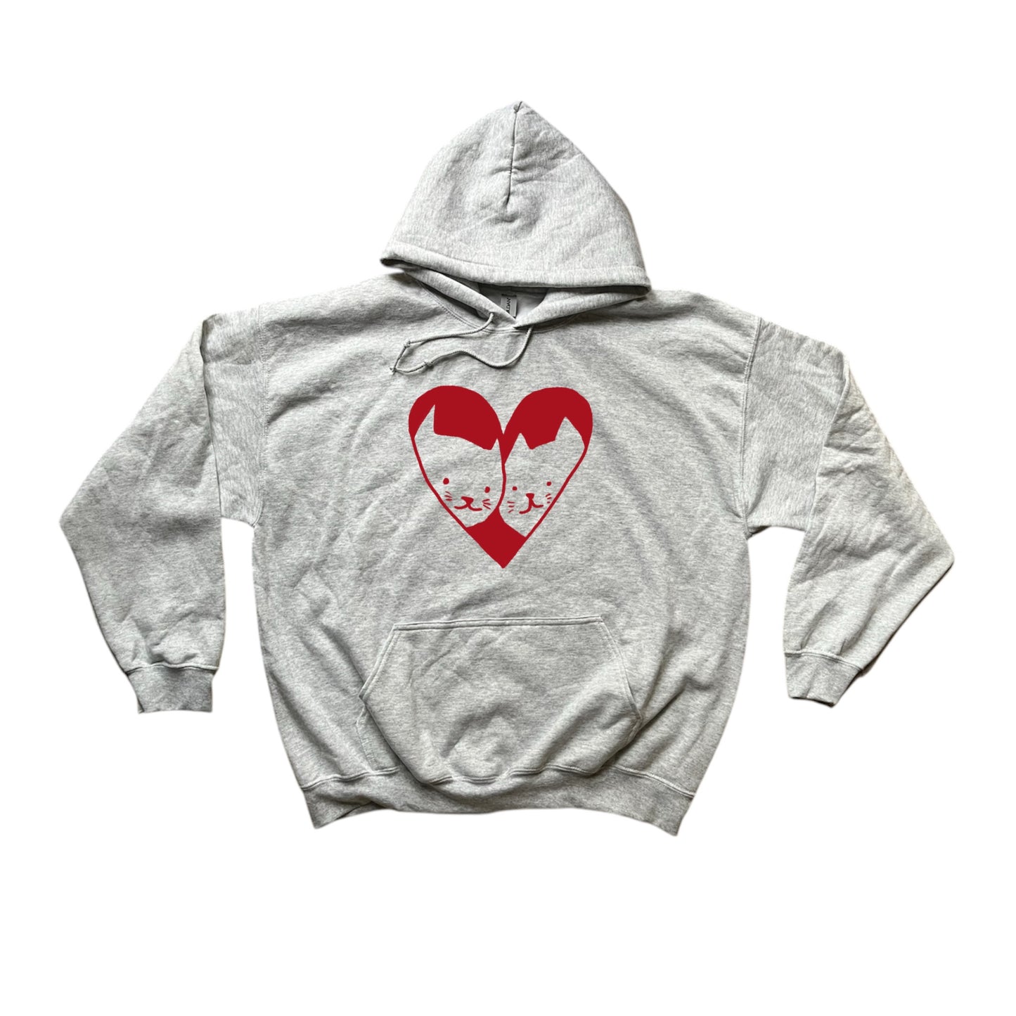 2 cats in love grey hoodie