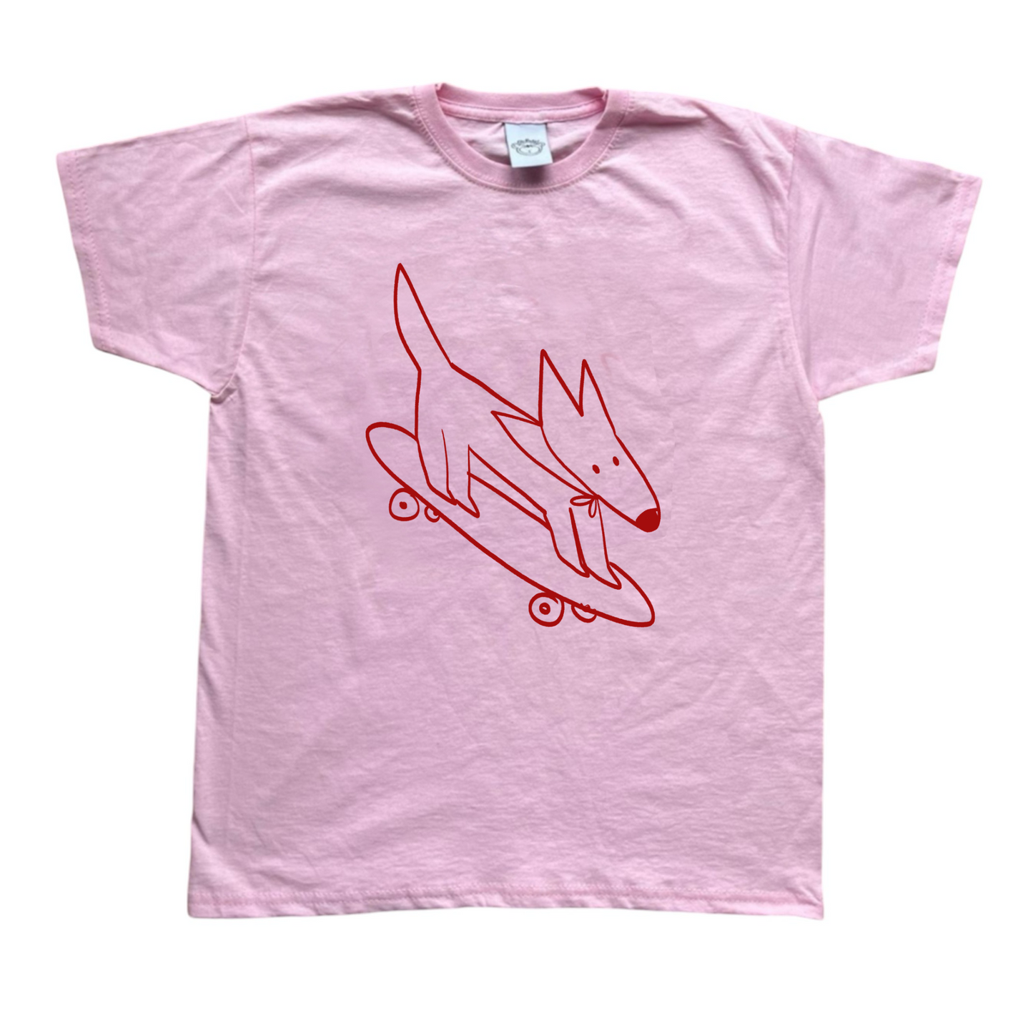 Skater dog pink tee