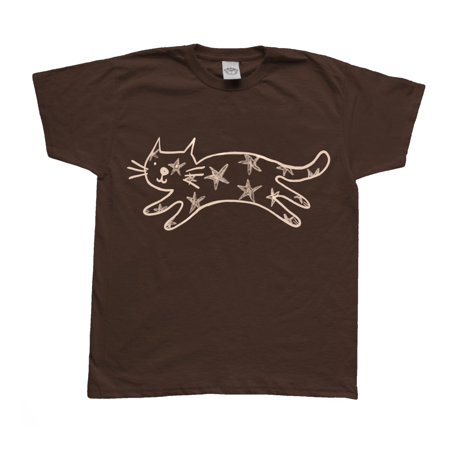 Starry cat brown tee