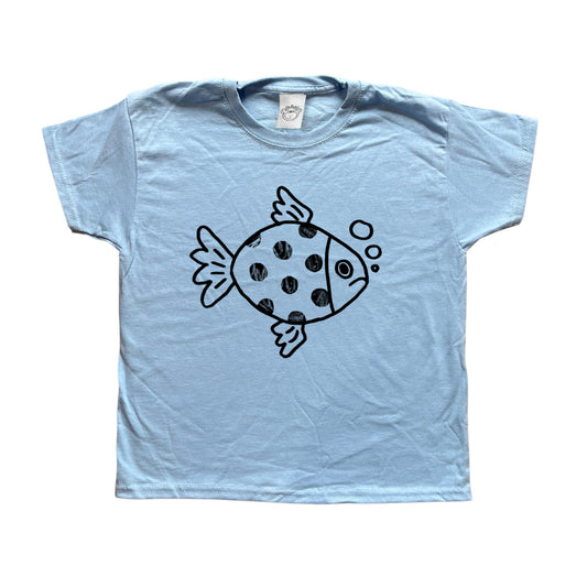 Polka dot fishy black on baby blue Tee