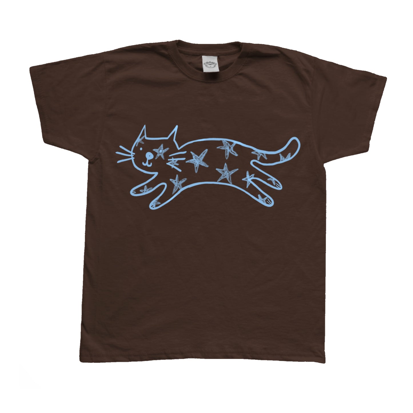Starry cat brown tee