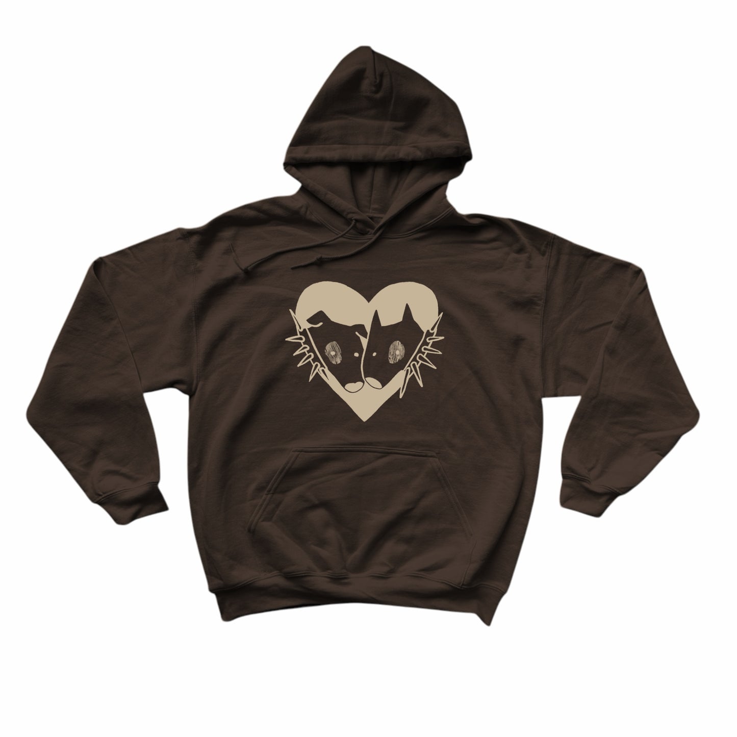 2 spiky collar dogs in love brown hoodie