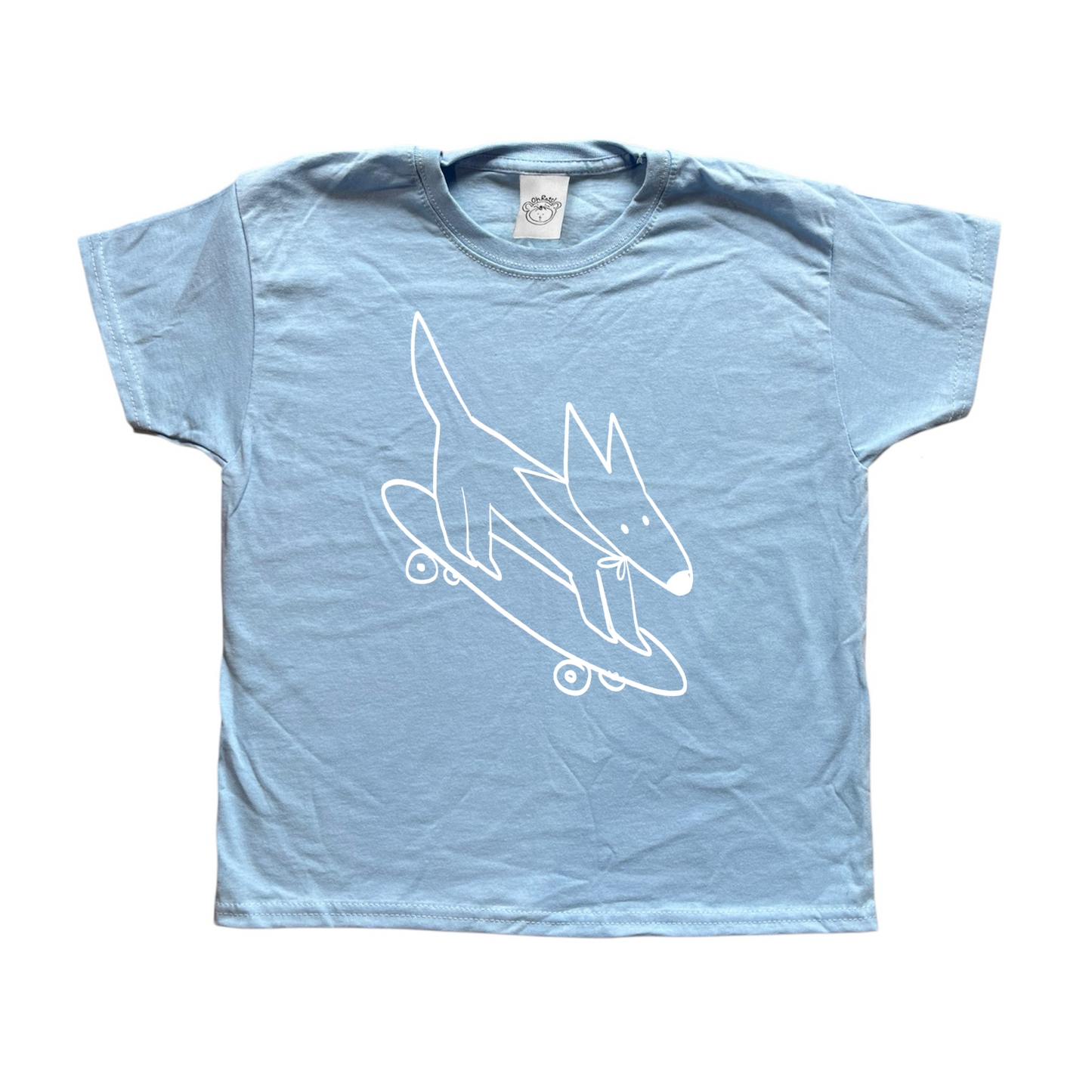 Skater dog baby blue tee
