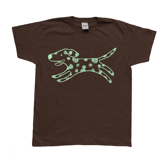 Polka dot dalmatian light green on brown Tee
