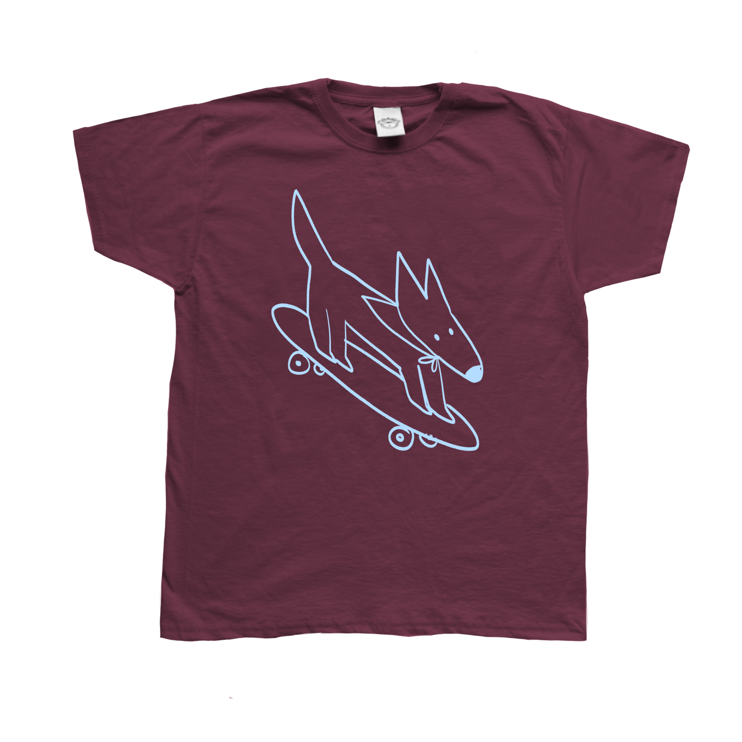 Skater dog burgundy tee