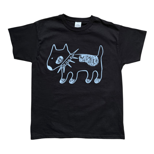Spiky collar dog light blue on black Baby Tee