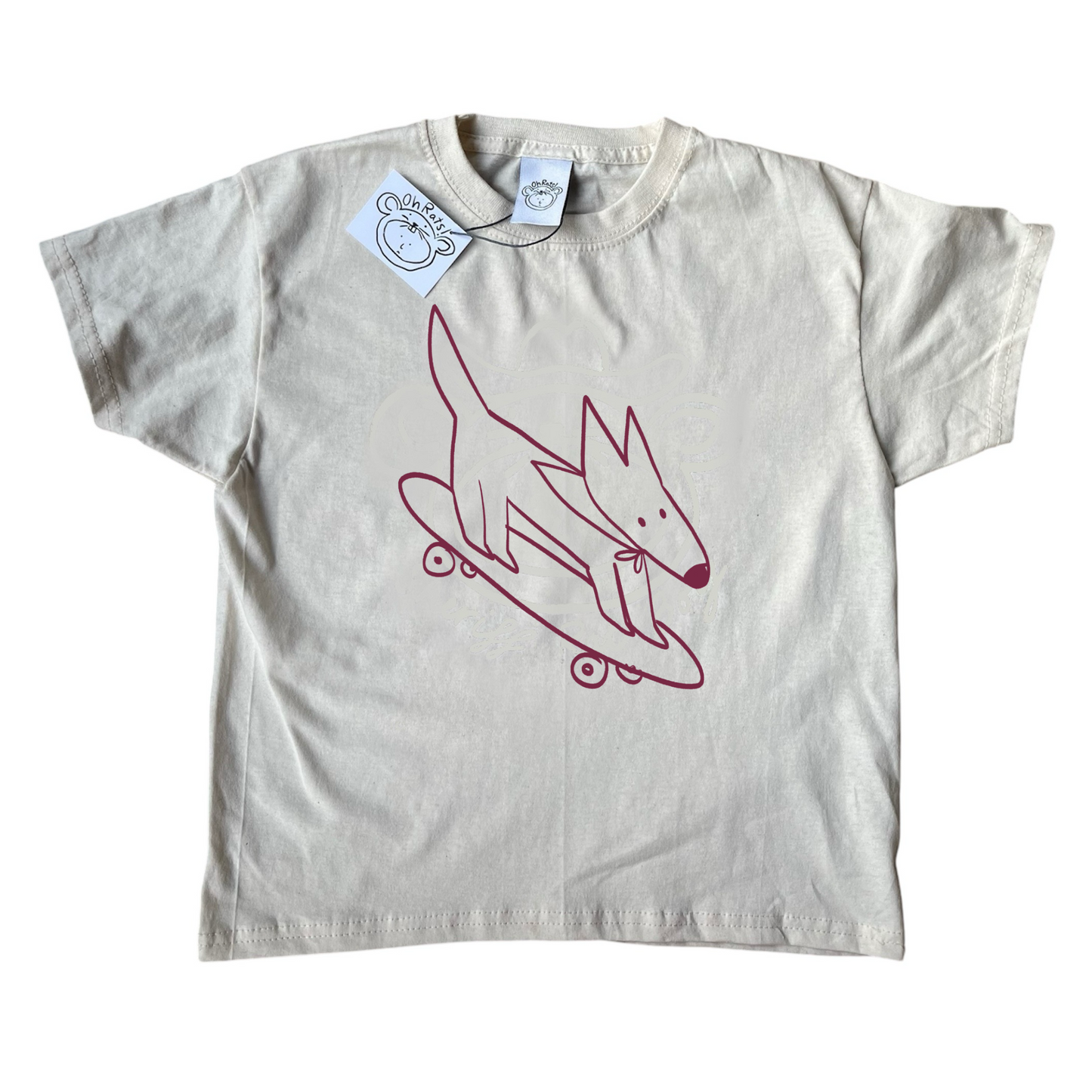 Skater dog beige tee