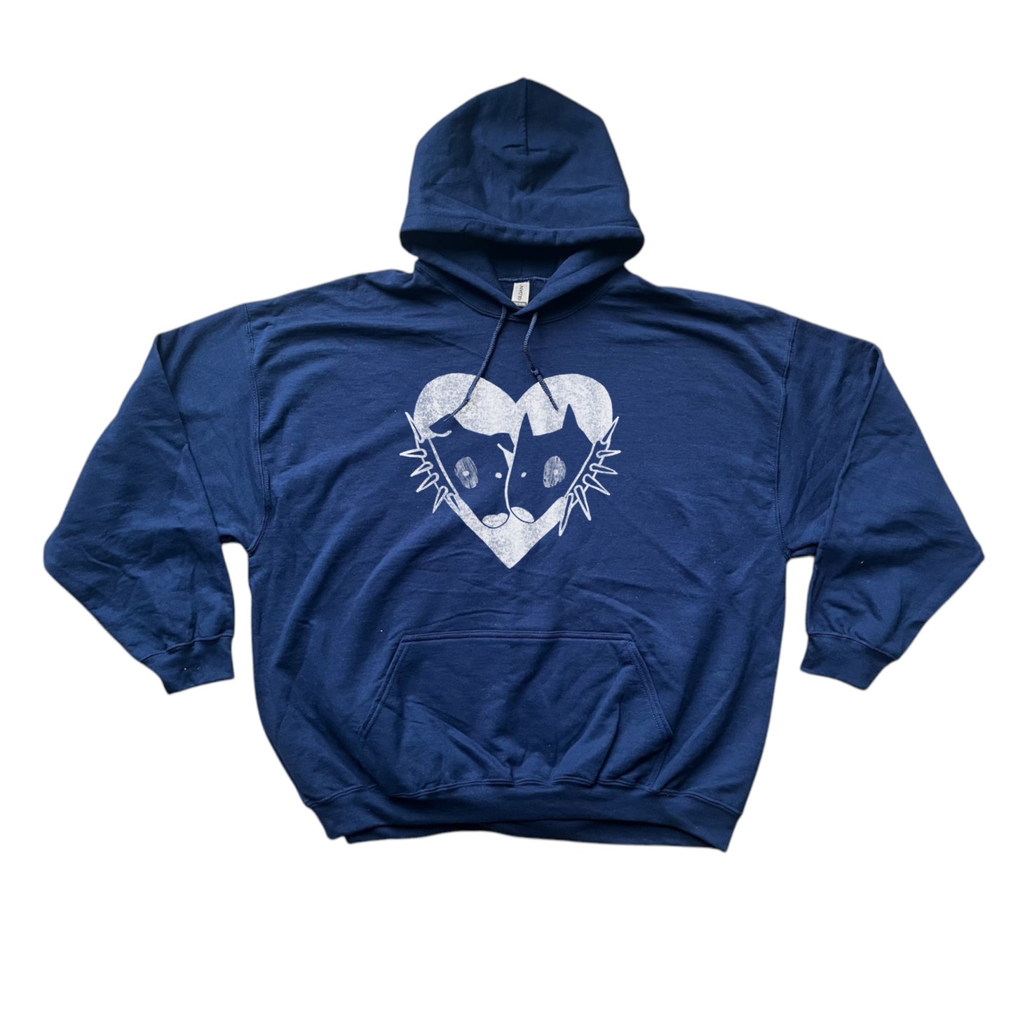 2 spiky collar dogs in love navy hoodie