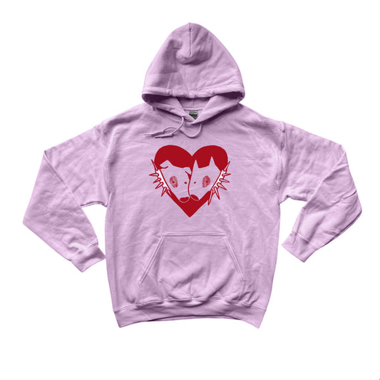 2 spiky collar dogs in love pink hoodie