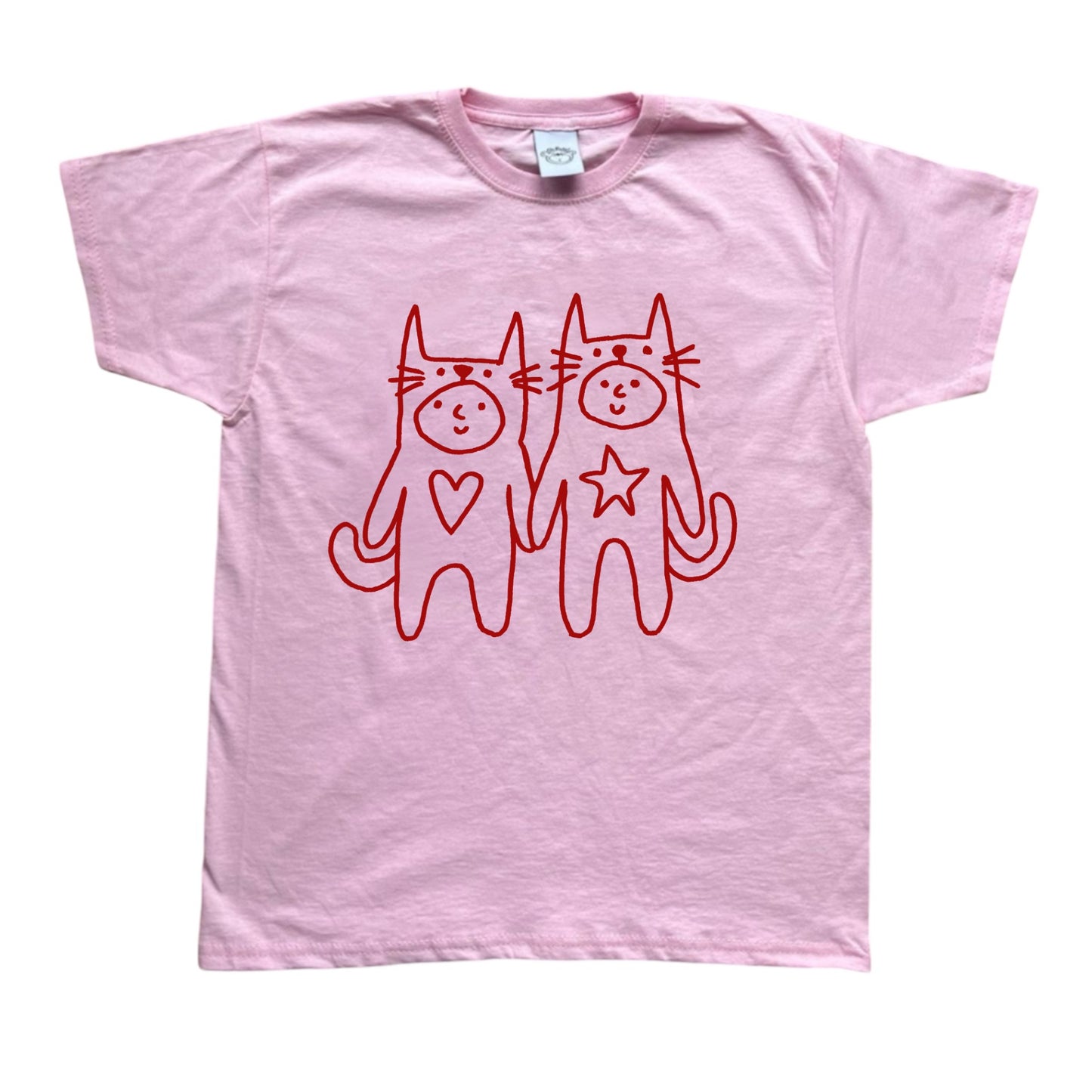Two critters in love red on pink Tee