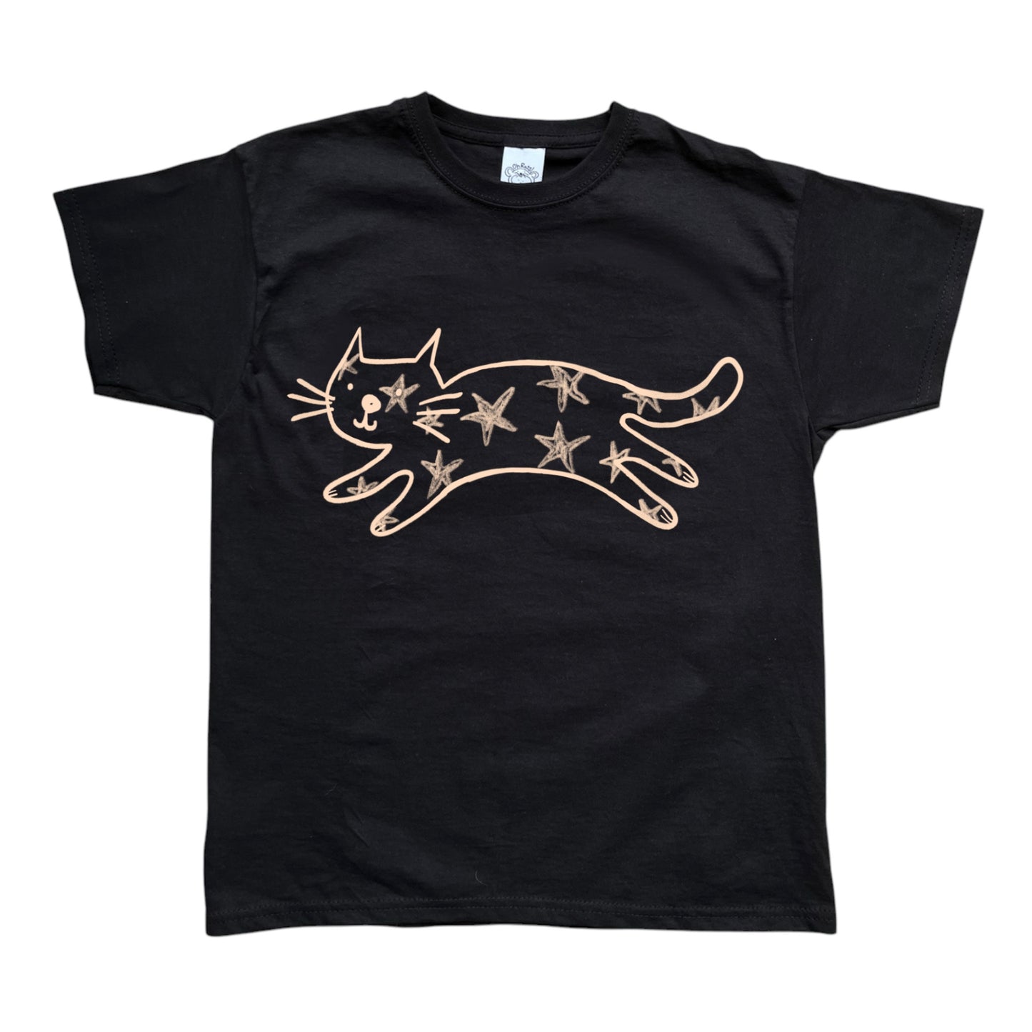 Starry cat black tee