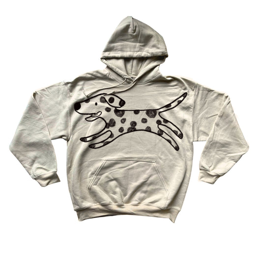 MEGA Polka dot dalmatian dog beige hoodie