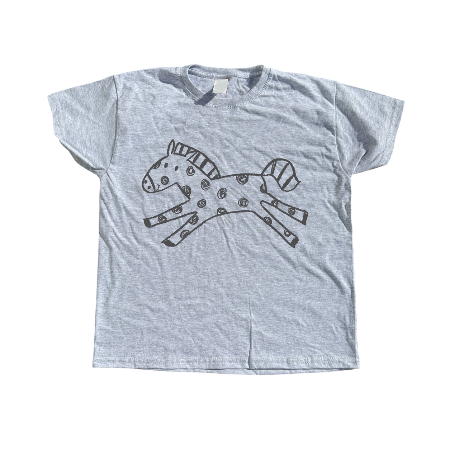 Polka dot horse forest green tee