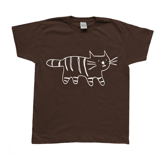 Tiger white on brown Tee