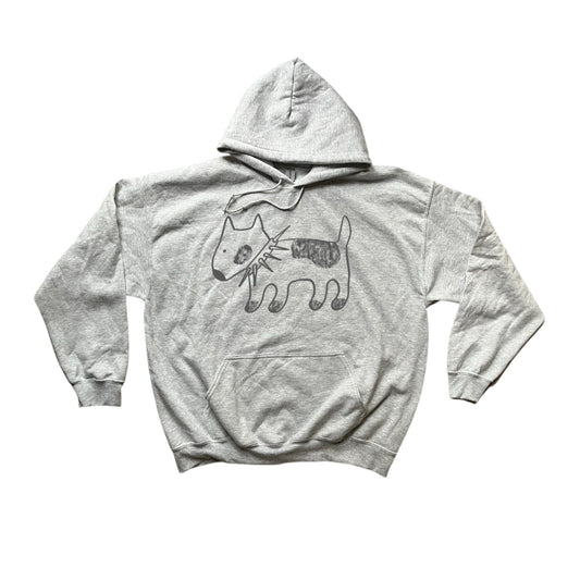 Spiky collar dog dark grey on grey hoodie