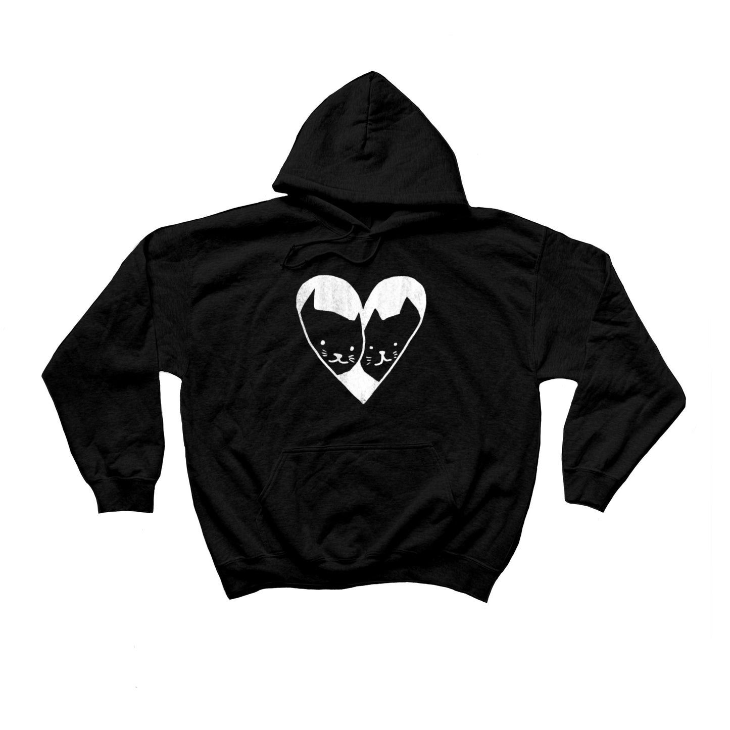 2 cats in love black hoodie