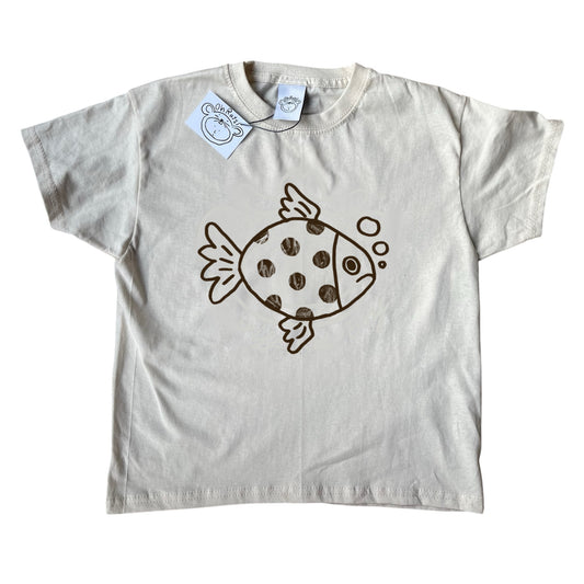 Polka dot fishy brown on beige Tee