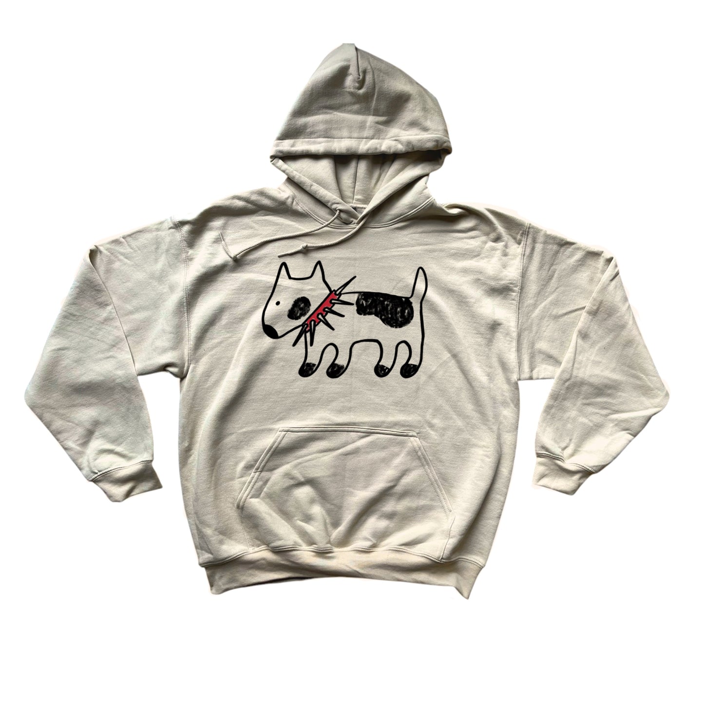 Spiky collar dog beige hoodie