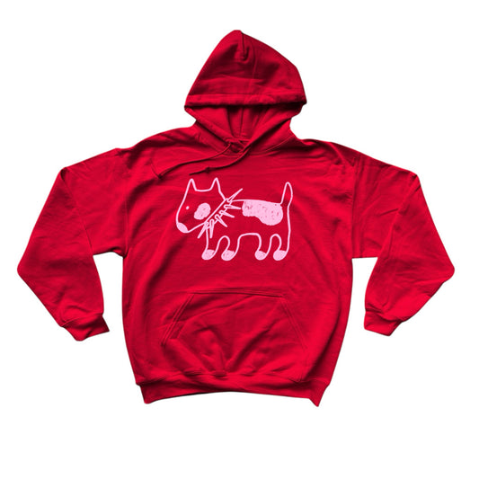 Spiky collar dog red hoodie