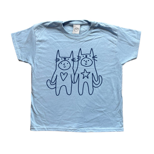 Two critters in love navy on baby blue Tee