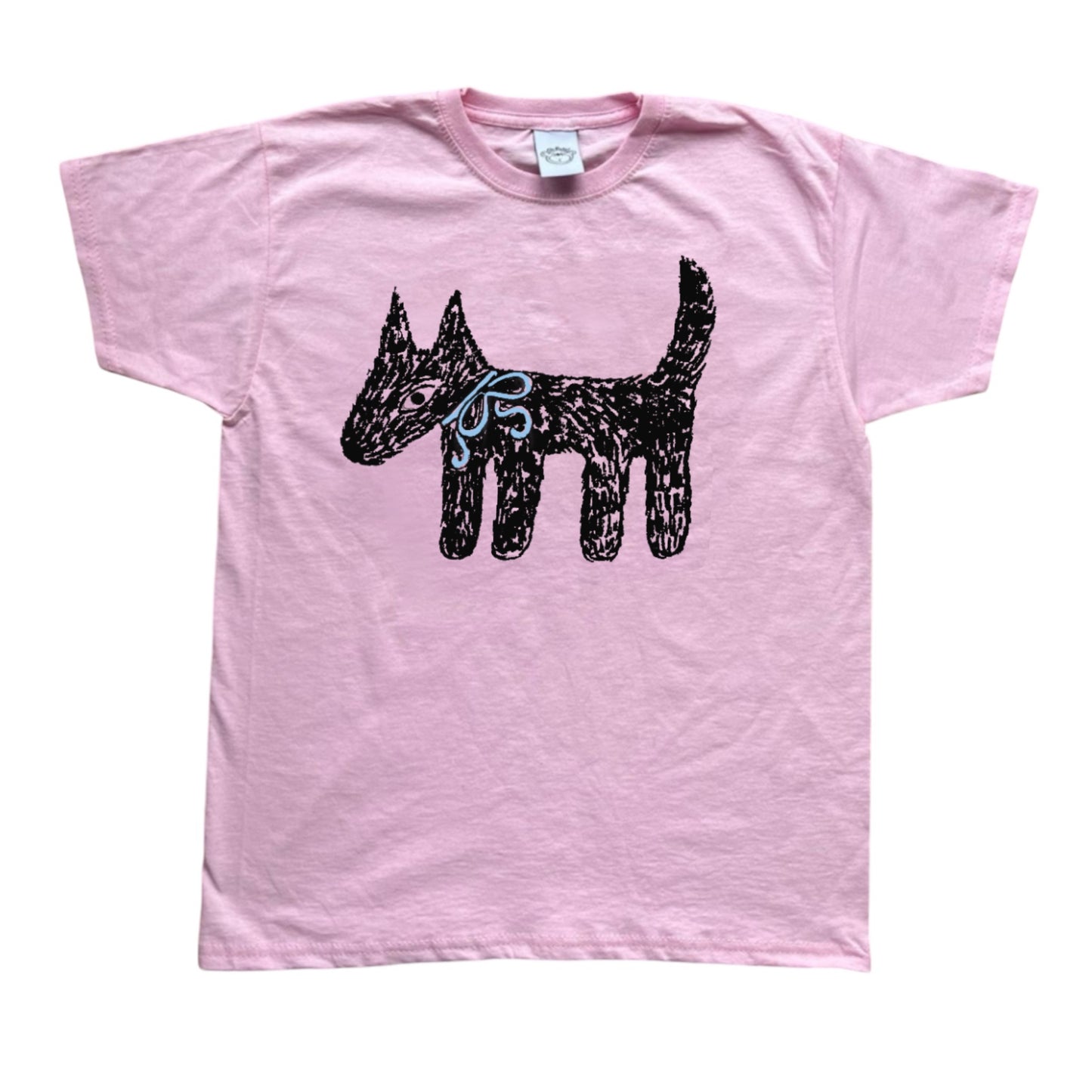 Scruffy bow dog pink tee