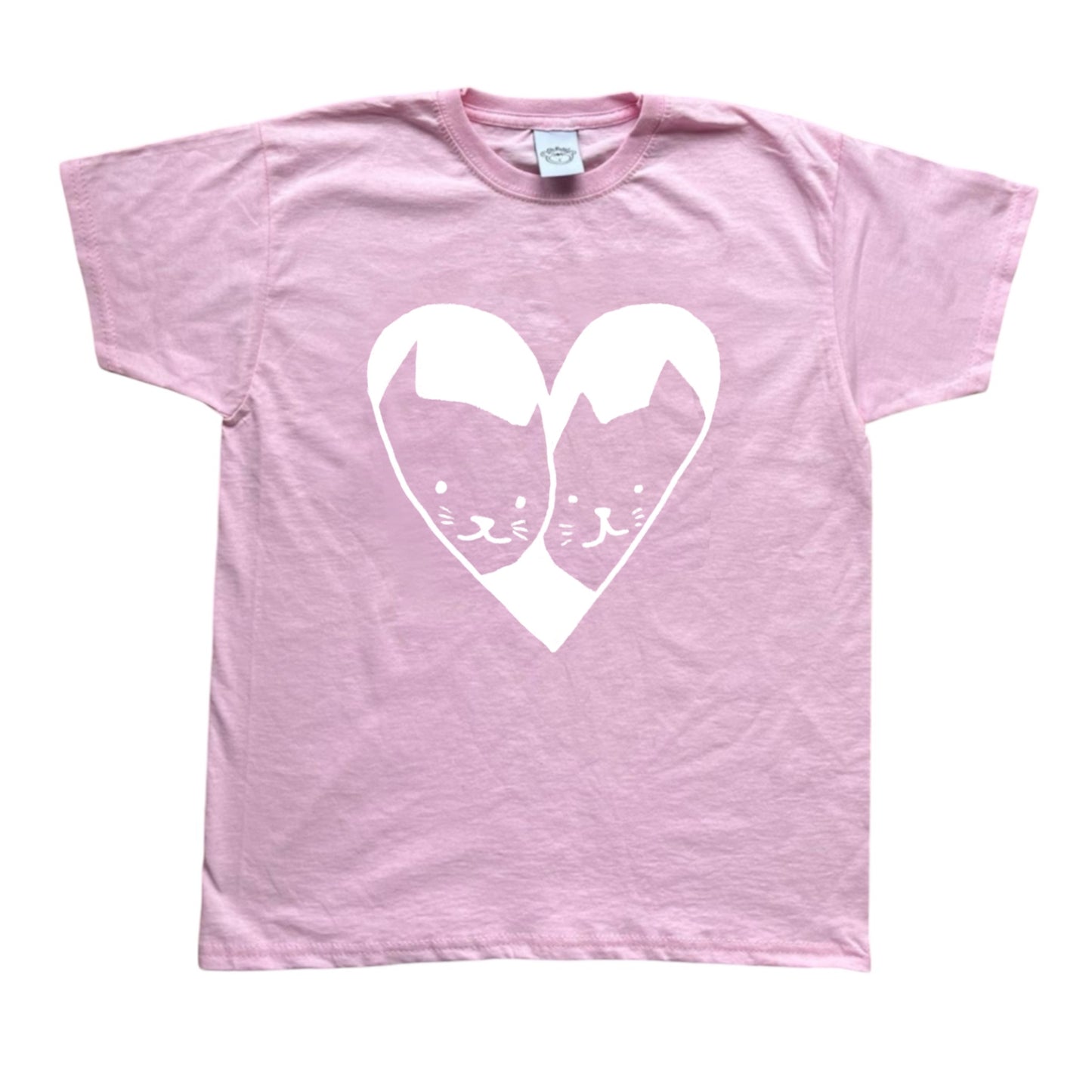 2 cats in love pink tee