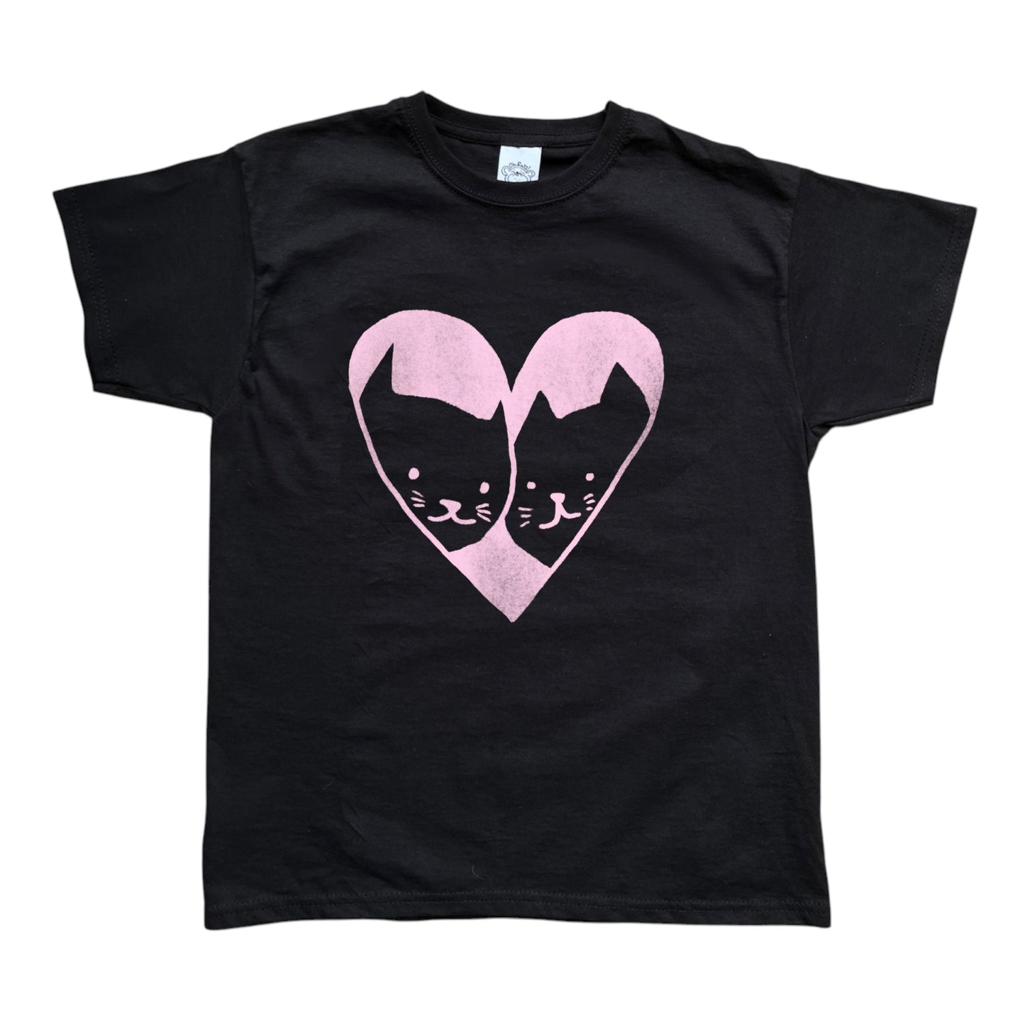 2 cats in love black tee