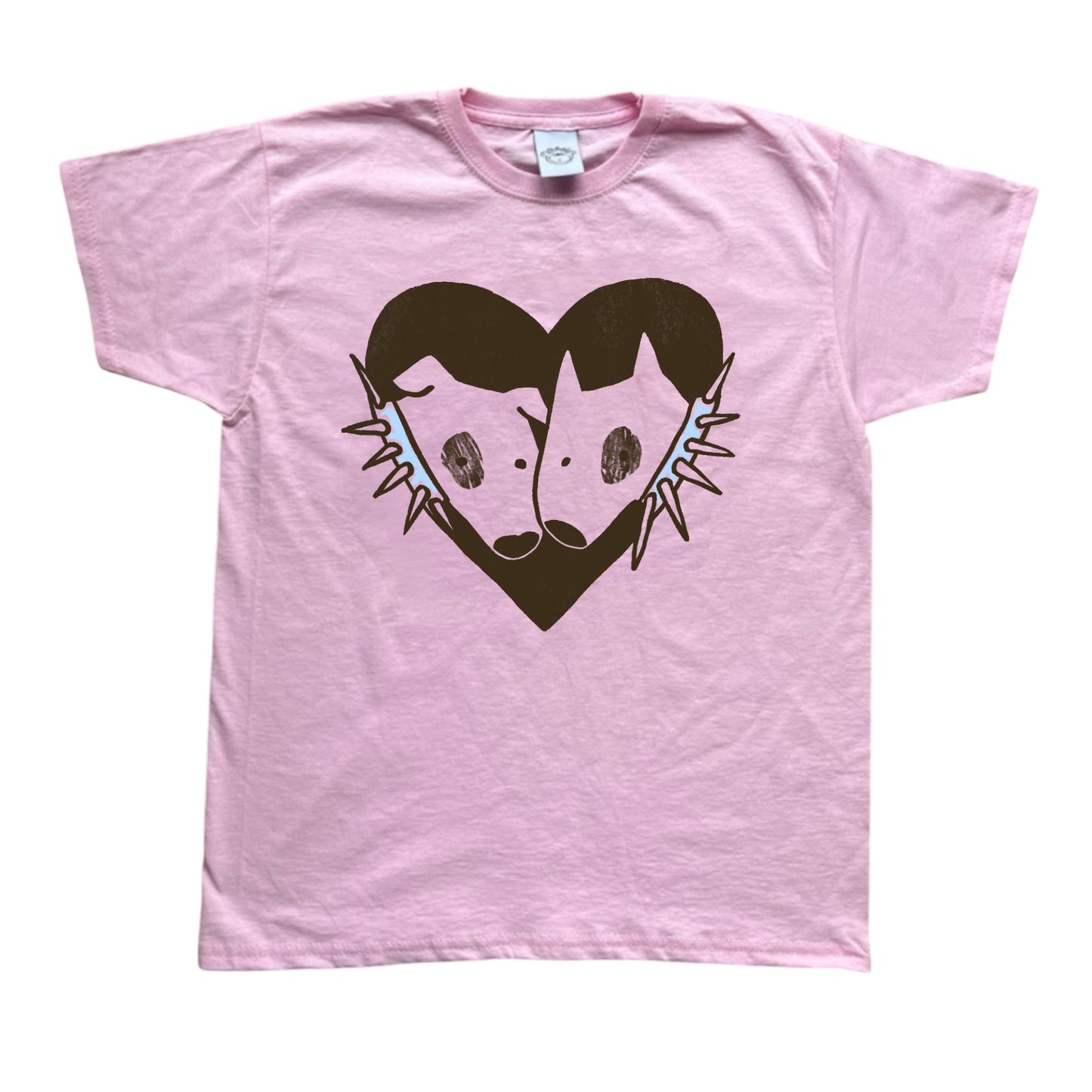 2 Spiky collar dogs in love pink tee