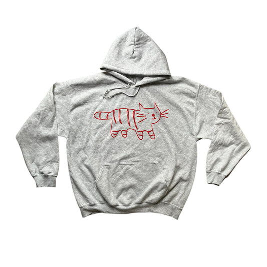 Tiger red on grey hoodie
