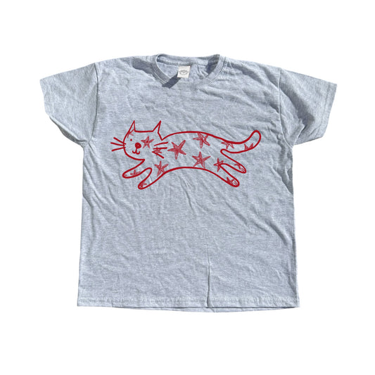 Starry cat grey tee