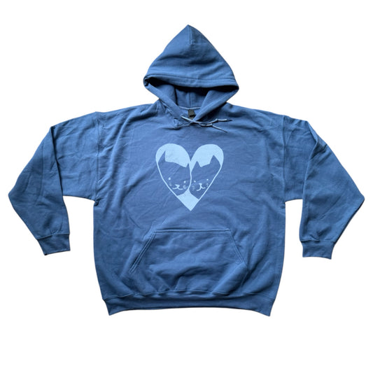 2 cats in love indigo blue hoodie