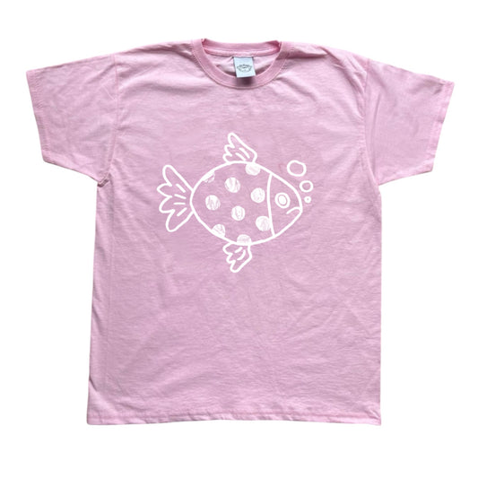 Polka dot fishy white on pink Tee
