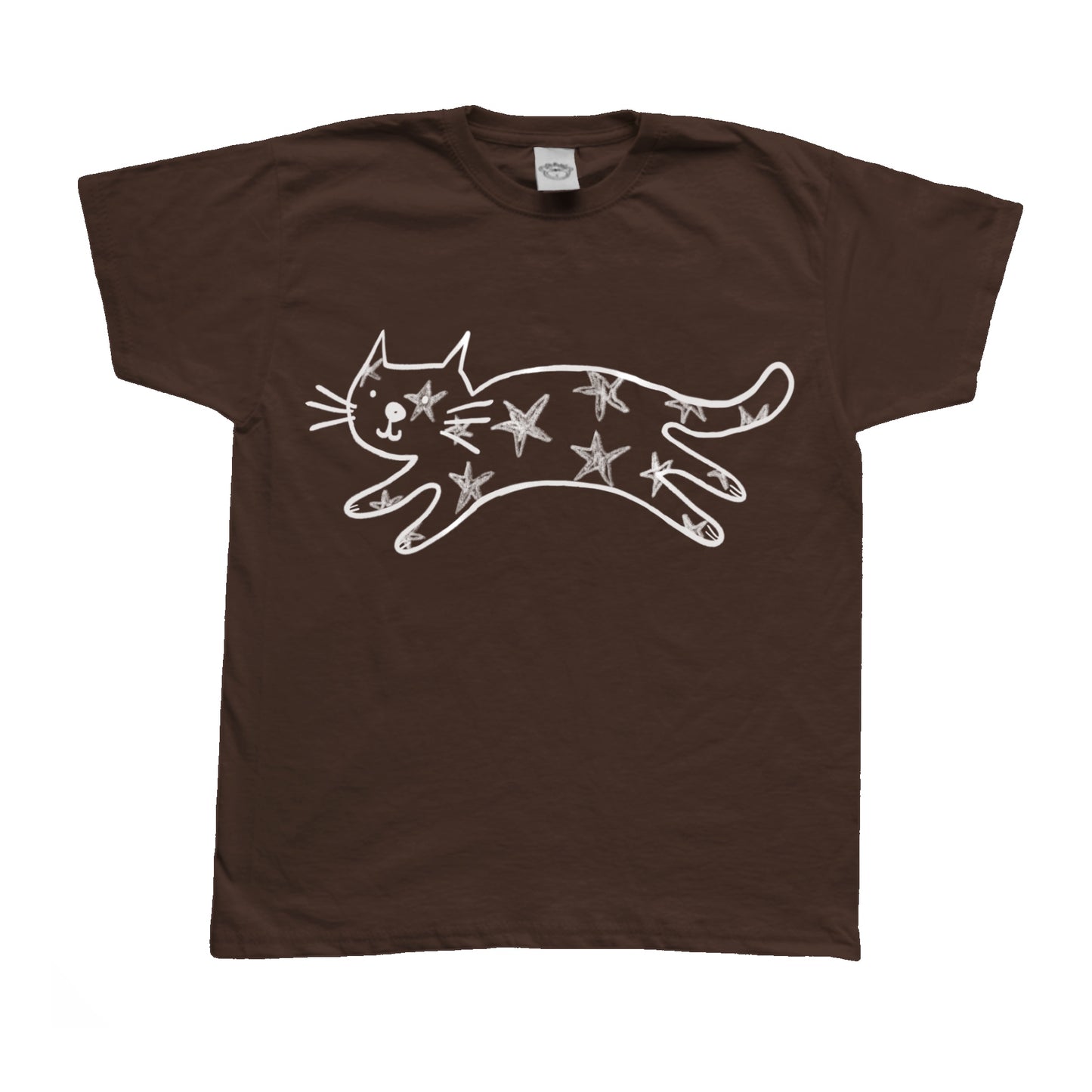 Starry cat brown tee