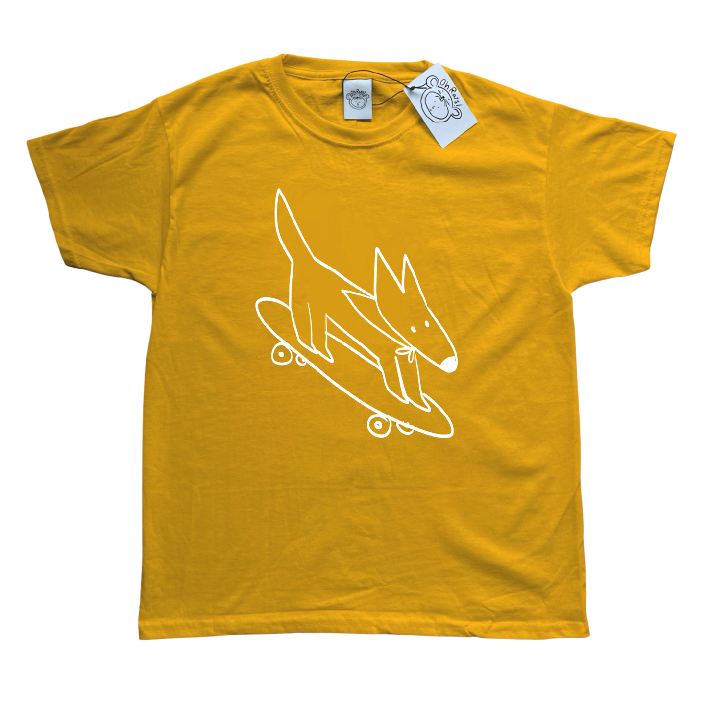 Skater dog yellow tee