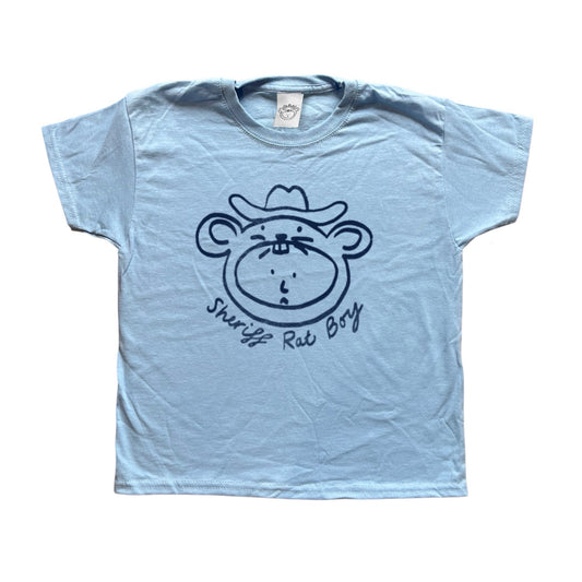 ‘Sheriff Rat Boy' navy on baby blue Tee