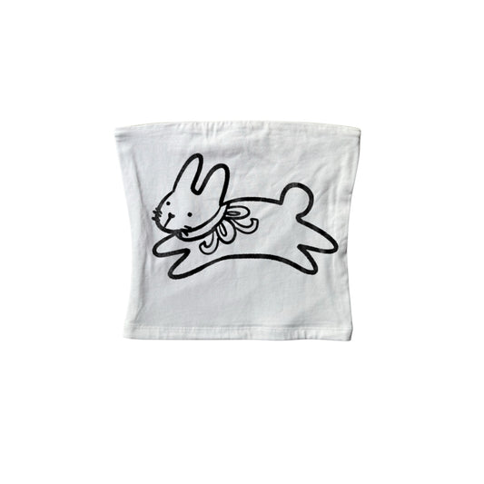 Black on white bow bunny bandeau top