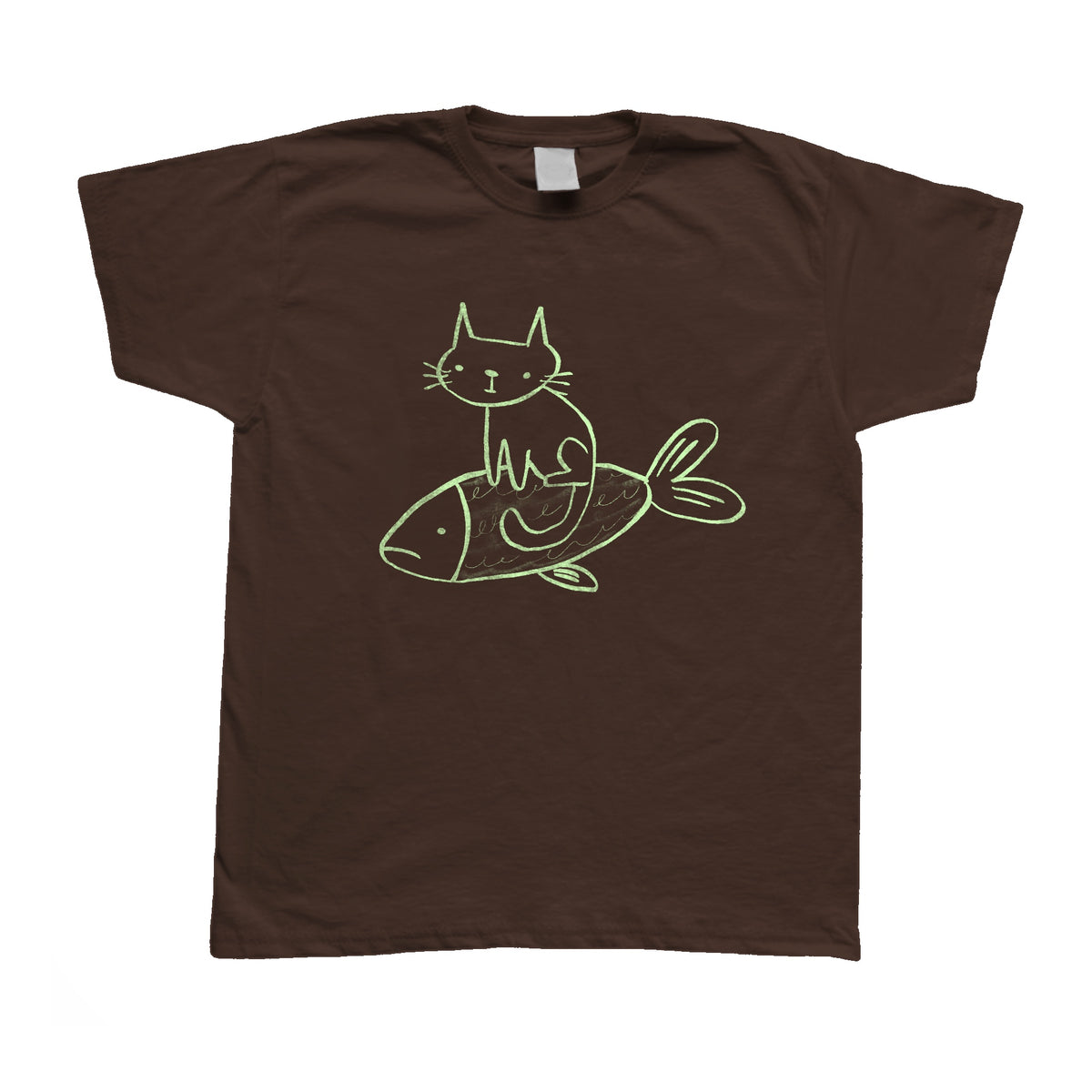 Cat on a fish brown baby tee